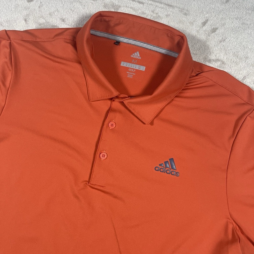 Adidas Golf Climalite Mens M Orange Performance‎ Wicking Polo Shirt